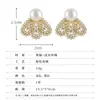 Pendientes de Encaje Estilo Francés Lujo Ligero Perla de Agua Dulce Forma de Abanico Pendientes Huecos Tallados Vintage para Mujer con Pasadores de Plata 925