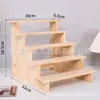 Prateleira de Armazenamento de Madeira Maciça Trapezoidal Suporte de Exibição de Brinquedos Portátil Ornaments de Mesa Suporte de Mesa de Exibição de Modelos Multicamadas Alteração de Tamanho