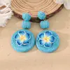 Aretes Florales Hechos a Mano de Rafia Estilo Festivo, Aretes Étnicos de Gama Alta de Nicho, Aretes Únicos y Hermosos al por Mayor
