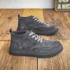 Outono e inverno couro genuíno tênis de cano alto masculino estilo coreano moda casual camurça couro sapatos masculinos retro cano médio fosco Martin botas