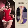 MeMoon Lencería Espalda Descubierta Halter Corte Estratégico Otoño Invierno Navidad Vestido Uniforme Conjunto Atuendo Sexy Navideño