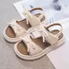 Zapatos de Encaje para Niñas 2026 Zapatos de Playa Estilo Princesa Suela Suave Punta Abierta Zapatos de Moda Moño Sandalias de Verano para Niños