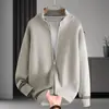 Cardigan de Punto Largo con Cremallera Versátil de Moda Otoño/Invierno 2026 Chaqueta Suéter para Hombre