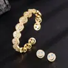 Europeo y Americano Más Vendido Lujo Ligero Cara Sonriente Micro-Incustado Diamante Moda Pulsera Abierta Anillo Conjunto de Moda Temperamento de Moda Circonita Versátil