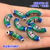 Prata S999 Azul Queimado Ping An Feliz Bracelete Meio Bracelete de Contas Cilíndricas Trançado Cordão para Pulseira Colar Acessórios DIY Feitos à Mão