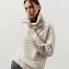 Suéter de punto grueso con cuello alto y media cremallera transfronterizo para mujer, estilo europeo y americano, Otoño e Invierno 2025, estilo coreano, punto de estilo casual