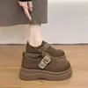Mocasines de plataforma retro para mujer, nueva colección otoño 2026, zapatos casuales versátiles tipo Birkenstock para calzar sin cordones