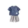 Conjunto Infantil Masculino Cartoon Casual Manga Curta Calça Conjunto de Duas Peças Amigo da Pele Confortável Menino Pequeno Verão Fino Roupa Infantil