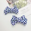 Novo Tecido Xadrez Cabedal e Laços Inferiores Acessórios para Meninas Acessórios de Cabelo DIY Sapatos de Boneca Chapéus de Flor Bolsas de Roupa