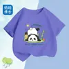2353# Camiseta de Algodão de Manga Curta de Verão para Crianças Roupas de Verão para Meninas Doce Versátil Gola Redonda Camisa de Meia Manga Estampada de Desenho