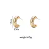 Pendientes de Cobre Chapado en Oro de 16K con Circonita en Forma de C, Europeos y Americanos Transfronterizos 16K, Pendientes de Botón de Nicho Versátiles y Simples para Mujer