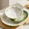 Juego de Platos Frescos Little Daisy: Nuevos Tazones y Platos de Cerámica, Vajilla de Color Bajo Esmalte, Juego de Platos Planos y Hondos