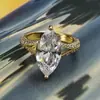 Zhenrong temu frontera hechizo mucho más vendido anillo de diamante diseño femenino sensación gota de agua pera forma anillo de circonita anillo de diamante de boda
