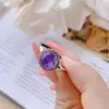 Anillo de Plata S925 con Encanto de Cristal de Aguamarina Natural y Ágata para Mujer, Sencillo y Moderno, Fabricante Transfronterizo al por Mayor