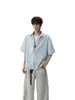 Camiseta de Manga Corta a Rayas con Cuello de Camisa, Moda Casual Estilo Coreano para Hombre, Top Versátil de Verano Estilo Americano con Diseño Falso de Dos Piezas