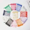 Bolsa de Malla con Cordón Estampado en Caliente Flor de Bauhinia Bolsa para Guardar Joyas Bolsa para Muestras de Cosméticos Bolsa de Regalo Bolsa de Regalo de Caramelos Multicolor