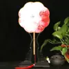 Ventoinha Hanfu em formato de flor, ventoinha feminina para dança antiga, pequena ventoinha redonda, ventoinha de rede vermelha com cabo longo DIY, suprimento para barraca de discoteca