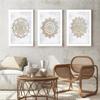 Pintura decorativa triple sin marco con patrón de flor de mandala beige estilo europeo para sala de estar, sala de yoga, pared de fondo, colgante de pared AliExpress