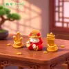 Paisagem em miniatura, estatueta fofa de Mazu, decoração DIY adorável, ornamento para pendurar, salpicado de ouro e jade, simbolizando paz e boa sorte, pequena peça decorativa