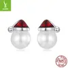Pendientes Originales de Copo de Nieve y Campana Navideña Yinziyun Plata de Ley S925 Pendientes de Árbol de Navidad Europeos y Americanos Pendientes de Manzana Pendientes