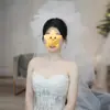 Novo véu de 2023, véu bolha nuvem fofo, fotografia de noiva coreana, modelagem, fotografia de rua, vestido de noiva com maquiagem branca