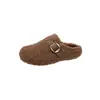 Mocassins de pelúcia femininos sem cadarço, novos sapatos de algodão para outono e inverno, sapatos Birkenstock de lã de cordeiro, off-white