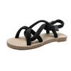 Sandalias para Mujer 2026 Verano Nuevo Estilo Sandalias de Paja Tejidas con Cuerda de Cáñamo Hechas a Mano Populares Versátiles para Exteriores Sandalias Romanas de Playa para Mujer