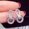 Brincos Europeus e Americanos Transfronteiriços Exagerados Micro Cravejados Escada Quadrado Zircônia Brincos Femininos Luxo Exquisite Anel Joias de Cobre E6759