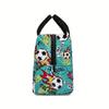 Bolsa Tote Aislada con Tema de Fútbol de Gran Capacidad, Incluye Lonchera y Fiambrera, Bolsa de Almuerzo Grande de Papel de Aluminio para Estudiantes