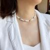 Collar de perlas de forma especial, joyería de moda europea y americana, hecho a mano, con cuentas de arroz de colores, cadena de clavícula, gargantilla de cuentas