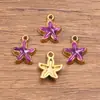 10 Cores 10*12mm Aço Inoxidável Dourado Galvanoplastia a Vácuo Esmalte Óleo Gotejado Pingente Animal Marinho Estrela do Mar