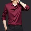 Camisa Blanca de Manga Larga para Hombre de Gama Alta Tallas Grandes Estilo Coreano Camisa Casual de Moda Camisa de Alta Elasticidad para Hombre Sin Planchar