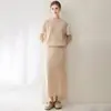 Fio Konsaini 100% Caxemira Feminino Padrão Torcido Falso Duas Peças Moda para o Trabalho Suéter de Caxemira Solto Tricô Color Block