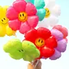 Balão de Folha de Alumínio de Girassol Margarida Sorridente de Mão Adereço de Foto ao Ar Livre para Festa de Aniversário Infantil de Jardim de Infância