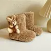 Botines Cortos de Lana de Cordero para Niñas, Botas de Nieve Lindas Estilo Coreano para Niñas Pequeñas, Botas Calientes de Algodón de Terciopelo de Invierno para Bebés