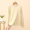 Camiseta Base Térmica de Nano Polar con Cuello Medio-Alto para Mujer, Camiseta de Manga Larga con Capa Interior Engrosada y Ribete de Encaje, Top Versátil de Corte Ajustado