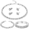 Collar de Venta Caliente en Amazon Moda Europea y Americana Nicho Sensación de Alta Gama Pedrería Gargantilla Simple Pendientes Set de Lujo Ligero