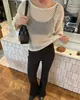 Blusa Tejida Calada de Nuevo Estilo Primavera-Verano 2026 para Mujer, Top Suelto Transparente de Tres Cuartos Estilo Europeo y Americano, Venta Caliente Transfronteriza