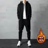 Traje deportivo para hombre Otoño e Invierno Nuevo Moda Adolescente Holgado con Capucha Forrado de Felpa Engrosado Traje Moda Masculina Ropa para Hombre