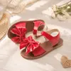 Sandalias Brillantes con Moño para Niñas Suela Suave Antideslizante Velcro Punta Abierta Estilo Dulce de Princesa Zapatos para Niñas