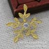 Joias DIY Cobre Banhado a Ouro 24K Preservação de Cor 16*19mm Zircônia Micro-Cravada Pingente Floco de Neve Acessório B1059-B