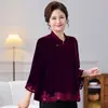 Nova moda de outono, blusa básica para mães, estilo chinês, plus size, modelagem solta, camiseta modeladora, blusa de manga comprida para mulheres de meia-idade e idosas