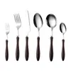 Cuchillo, Tenedor y Cuchara de Acero Inoxidable 304 con Mango de Madera, Set de Vajilla de Madera de Ala de Pollo Japonés, Cuchillo y Tenedor de Acero para Filete Occidentales, Cuchara de Postre de Madera Maciza