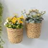 Cesta de Armazenamento de Algas Marinhas Personalizada Transfronteiriça Decoração de Parede para Pendurar na Parede do Jardim Prateleira de Armazenamento Cesta Pendurada de Palha de Abóbora Vaso Pendurado Vaso de Flores