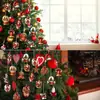 24 Piezas de Nuevos Productos Transfronterizos Bola de Cristal de Madera Papá Noel Bola de Nieve Decoraciones Navideñas Colgantes Planos de Madera