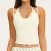 Camiseta de yoga transfronteriza tipo dos piezas con cuello halter, espalda hermosa, estampado vintage, camiseta deportiva de color block para mujer, venta directa de fábrica 4549