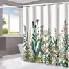 Serie de Plantas y Flores Frescas Transfronterizas Cortina de Ducha Baño del Hogar Separación de Zona Húmeda y Seca Cortina de Ducha Cortina de Ducha Impermeable