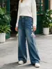 Nuevos jeans rectos casuales de pierna ancha europeos y americanos, corte holgado, pantalones vaqueros de moda para mujer para otoño