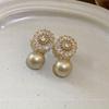 Brincos de flor de zircão com agulha de prata galvanizada em ouro real Dongdaemun brincos de pérola elegantes brincos de moda para mulheres por atacado