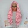 Nueva Peluca Moda Amazon Rosa Flequillo Francés Despeinado Ligeramente Rizado Cabello Mediano Fibra Química Peluca Completa